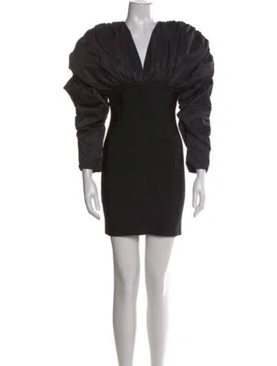 Pre-owned Herve Leger V-neck Mini Dress W/ Tags In Black