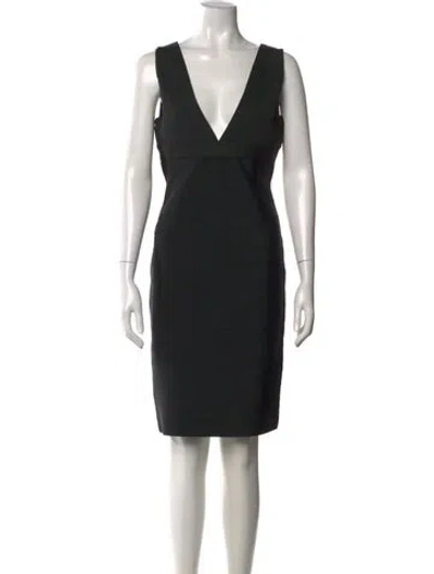 Pre-owned Herve Leger V-neck Mini Dress W/ Tags In Black