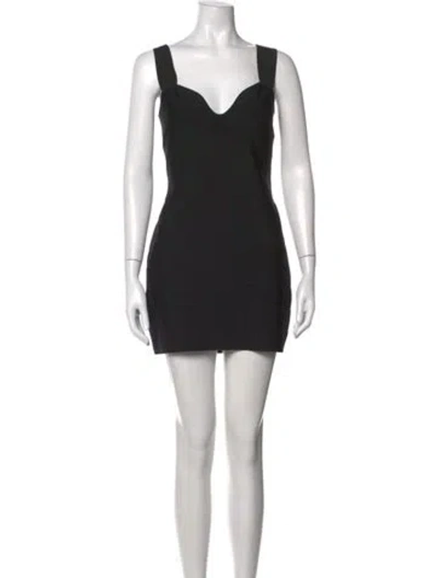 Pre-owned Herve Leger V-neck Mini Dress W/ Tags In Black