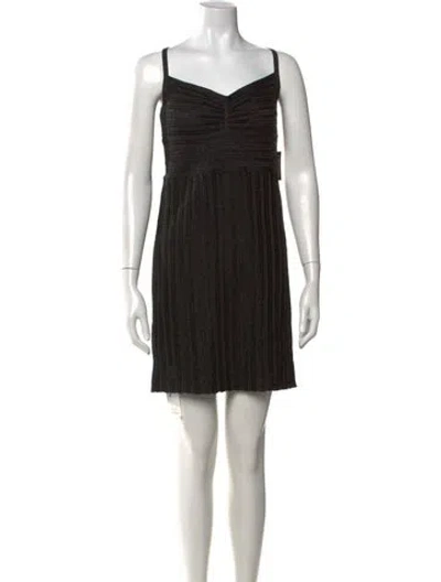 Pre-owned Herve Leger V-neck Mini Dress W/ Tags In Black