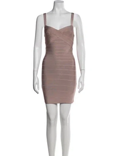 Pre-owned Herve Leger V-neck Mini Dress W/ Tags In Multi