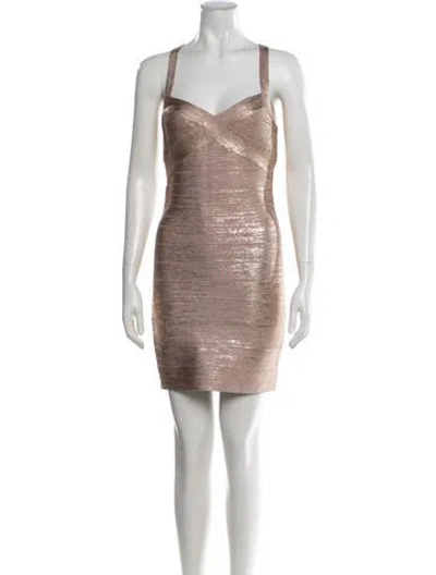 Pre-owned Herve Leger V-neck Mini Dress W/ Tags In Multi