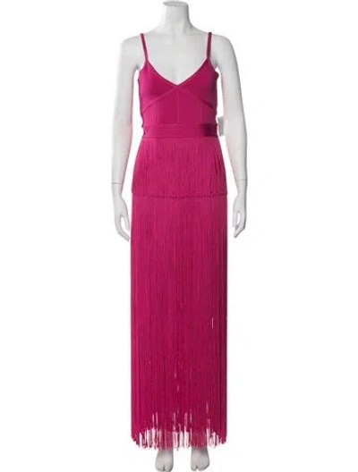 Pre-owned Herve Leger V-neck Mini Dress W/ Tags In Pink