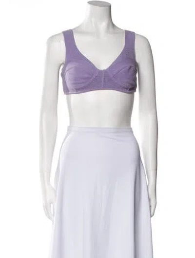 Pre-owned Herve Leger V-neck Sleeveless Crop Top In Purple