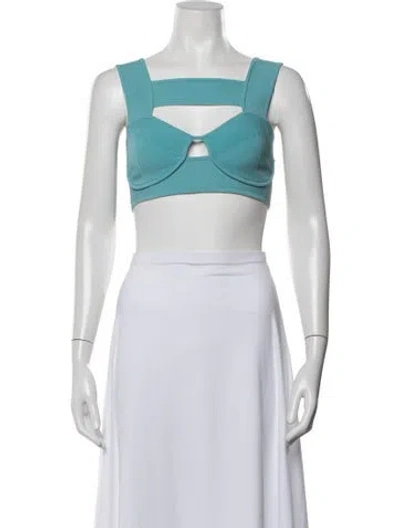 Pre-owned Herve Leger V-neck Sleeveless Crop Top In Purple
