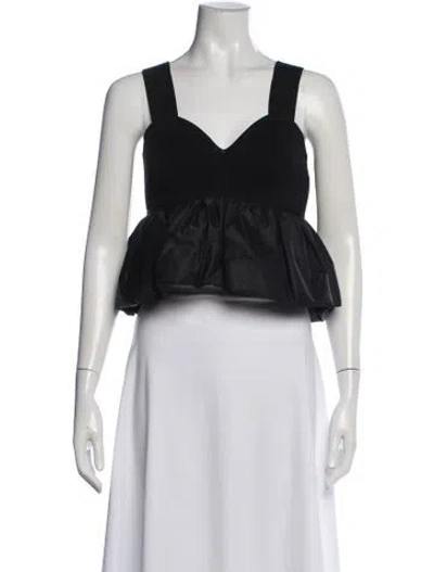 Pre-owned Herve Leger V-neck Sleeveless Crop Top W/ Tags In Black