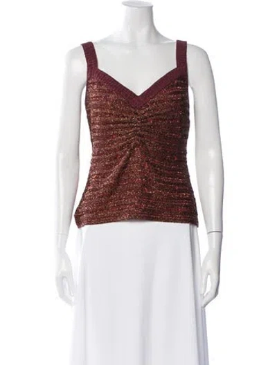 Pre-owned Herve Leger V-neck Sleeveless Top In Brown
