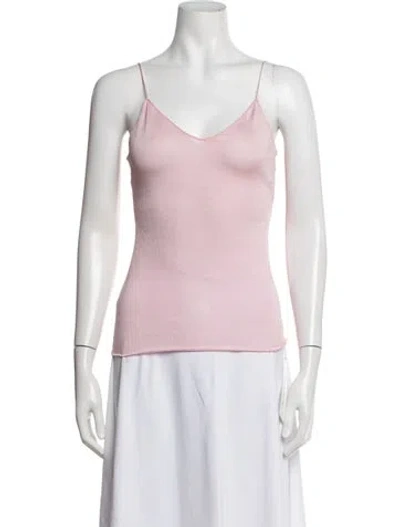 Pre-owned Herve Leger V-neck Sleeveless Top In Pink