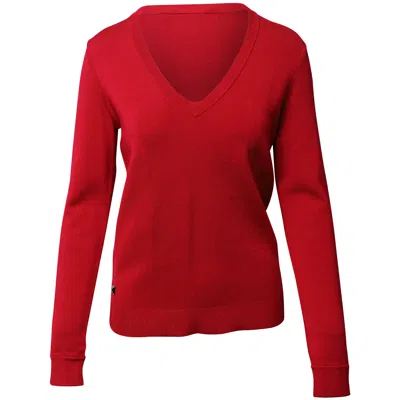 Herve Leger V-neck Sweater In Red Rayon