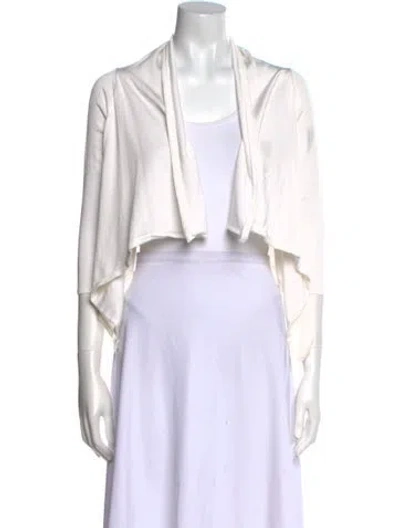 Pre-owned Herve Leger V-neck Three-quarter Sleeve Crop Top In White