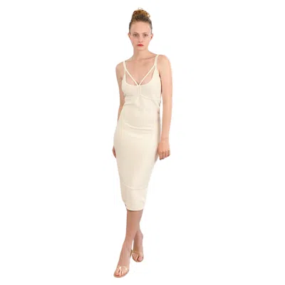 Pre-owned Herve Leger Hervé Léger White Midi Dress
