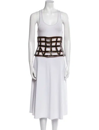 Pre-owned Herve Leger Wide Leather Waist Belt In Black