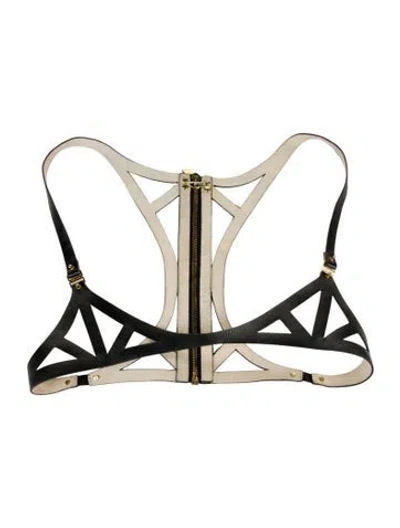 Pre-owned Herve Leger Wide Leather Waist Belt In Black