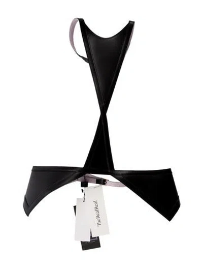 Pre-owned Herve Leger Wide Leather Waist Belt W/ Tags In Black