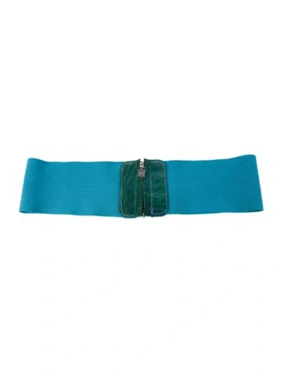 Pre-owned Herve Leger Wide Nylon Waist Belt In Blue