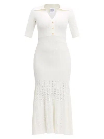 Herve Leger The Adele Ribbed Midi Dress In White