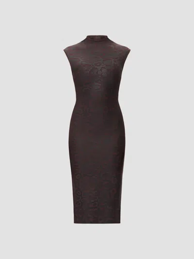Herve Leger Women's Anita Printed Sheath Midi Dress In Walnut Foil