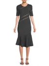Herve Leger Women's Beth Sheer Stripe Fluted Dress In Flint