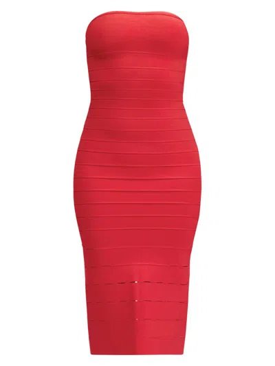 Herve Leger Women's Cassidy Bandage Strapless Midi-dress In Red