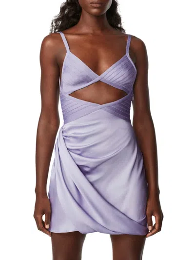 Herve Leger Women's Draped Cutout Silk Mini Dress In Lavender