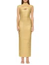 Herve Leger Foiled Cutout Bandage Gown In Gold Foil