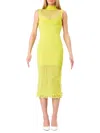 Herve Leger Sheer Layered Ruffle Midi Dress In Chartreuse