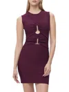 Herve Leger June Tiered U-ring Sleeveless Mini Dress In Pinot