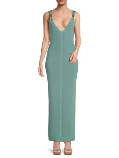 Herve Leger Women's Kerri V-back Column Gown In Green
