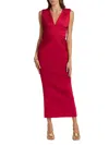 Herve Leger Women's Lillian Shirred Midi Dress In Rio Red