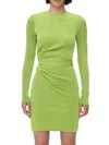 Herve Leger Women's Long-sleeve Pointelle Minidress In Met Lime