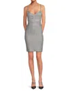 Herve Leger Women's Metallic Mini Sheath Dress In Metallic Silver
