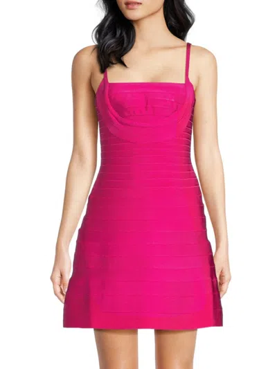 Herve Leger Women's Milly Square Neck Minidress In Pink