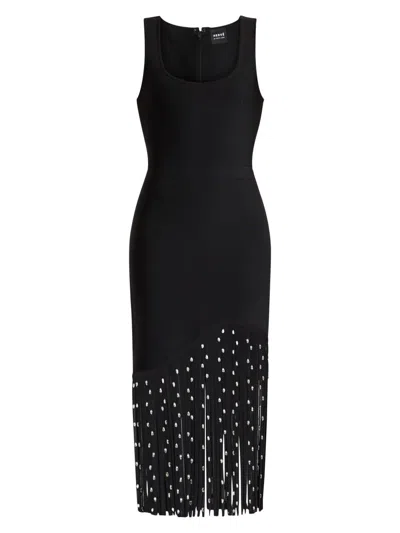 Herve Leger Women's Reagan Hardware Fringe Midi-dress In Black