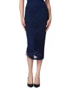 Herve Leger Ruched Mesh Midi Pencil Skirt In Classic Blue