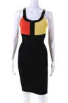 Herve Leger Women's Scoop Neck Bandage Color Block Mini Dress Black In Black