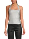 Herve Leger Women's Serena Criss-cross Back Top In Metallic