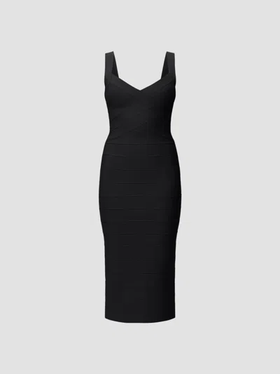 Herve Leger Women's Soiree Bandage Midi Dress In Black