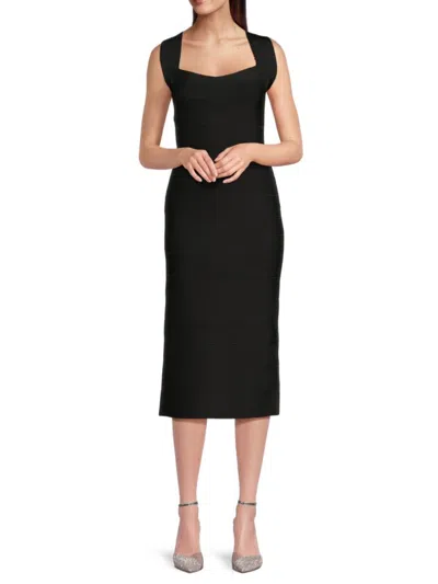 Herve Leger Women's Square Neck X-back Bandage Midi-dress In Black