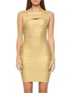 Herve Leger Foiled Cutout Bandage Mini Dress In Gold Foil