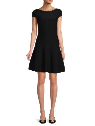 Herve Leger Flare Skirt Dress In Black