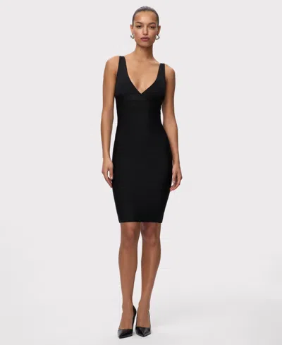 Herve Leger Women's The Backstage V-neck Midi Dress In Black