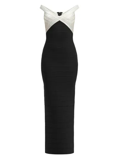 Herve Leger Women's The Bonnie Off-the-shoulder Gown In Black