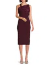 Herve Leger Janelle Pleated Asymmetric Sleeveless Midi Dress In Pinot