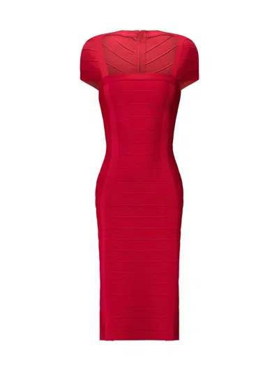 Herve Leger The Premiere Knee-length Dress In Red