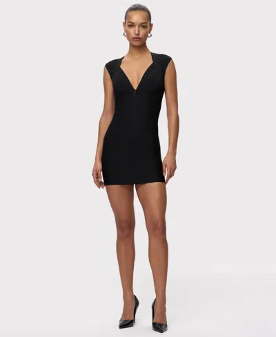 Herve Leger Women's V-neck Mini Dress In Black