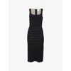 Herve Leger Womens Black Gwynn Sleeveless Stretch-woven Midi Dress In Black