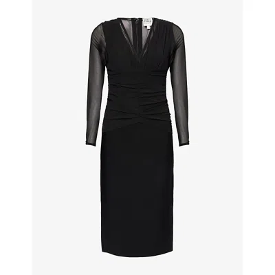 Herve Leger Womens Black The Angela Gathered Stretch-knitted Midi Dress