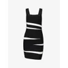 Herve Leger Womens Blk Alab Cmb The Eve Striped Stretch-knitted Mini Dress In Black