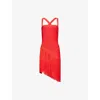 Herve Leger Womens Cardinal Josephine Fringed Stretch-woven Mini Dress