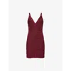 Herve Leger Womens Dark Red Andrea Ruched Stretch-mesh Mini Dress In Dark Red